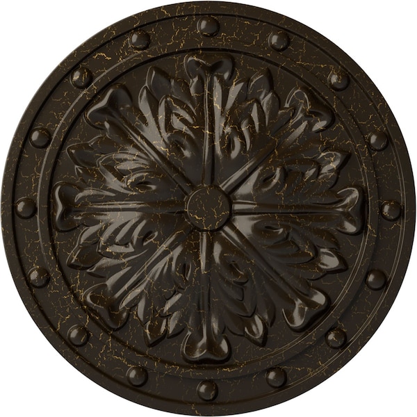 Ekena Millwork Foster Acanthus Leaf Medallion (Canopies up to 2 1/4"), 20 1/2"OD x 1 1/2"P, Stone Hearth Crackle CM20FOSHC - main